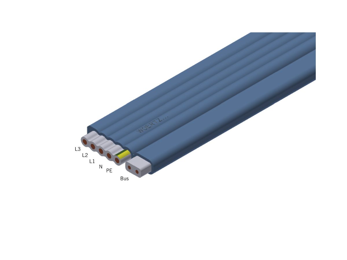 Flachkabel Woertz DALI HF blau 5×2.5mm²+2×1.5mm² B2ca