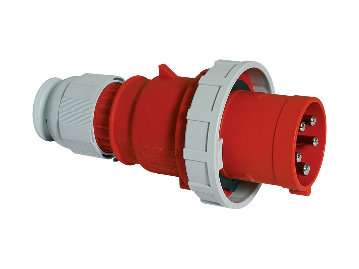 Stecker CEE Bals 5P 63A 400V 6h rot IP67 vernickelt SK, TE-Plus