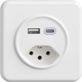 UP-Steckdose USB Typ A+C + Typ 13 Feller STANDARDdue QMI 230V 3000mA weiss