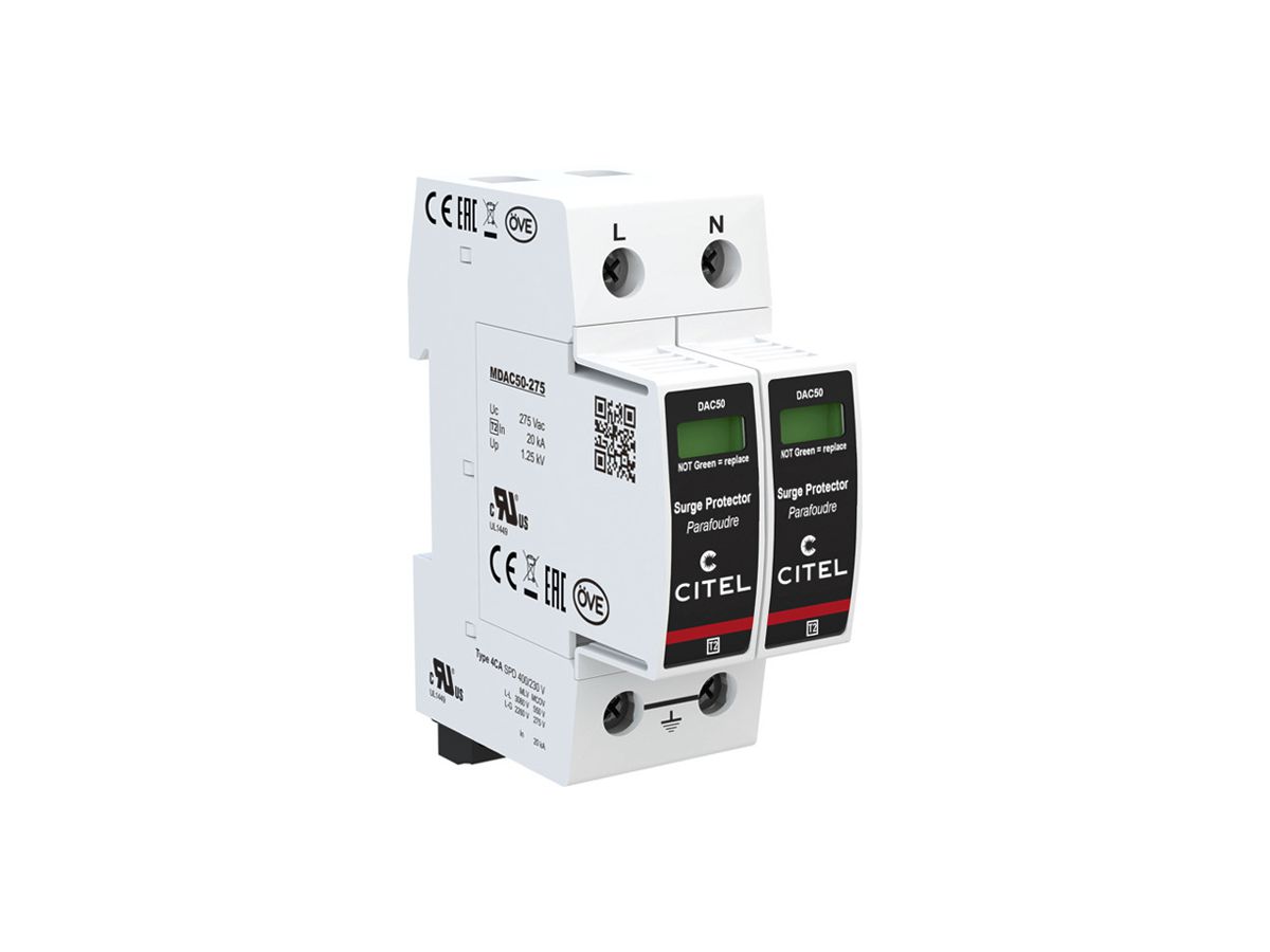 Überspannungsableiter  Citel DAC50S-20-275, Typ 2, 2-polig