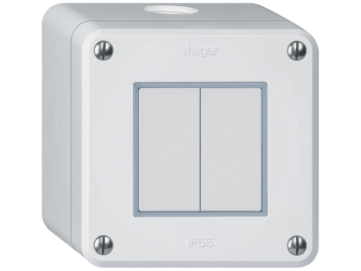 AP-KNX-Taster Hager BA robusto Q 2-fach 86×86mm weiss