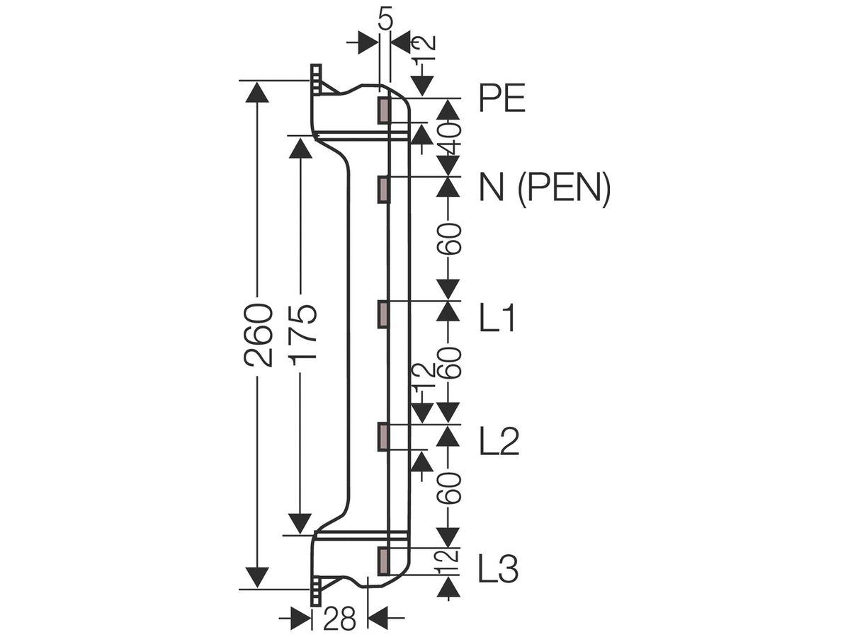 Sammelschienenträger Hensel 250A 5L