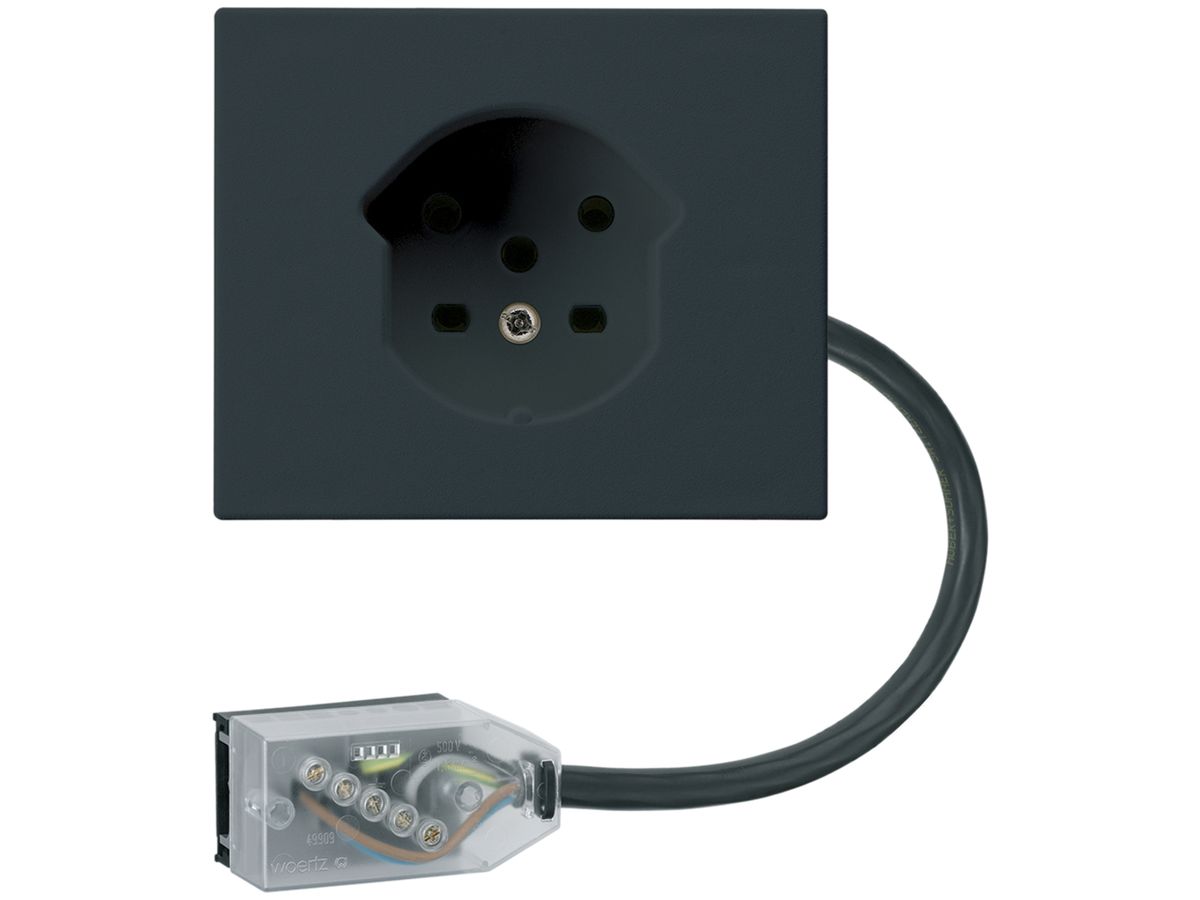 FLF-Steckdose HA Typ 15 Steckklemmen mit Flachkabel-Adapter Technofil TE schwarz