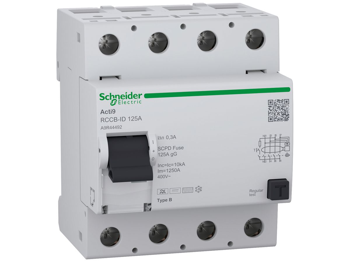 Fehlerstromschutzschalter SE Acti9 RCCB-ID 4P 400V 0.3A B 125A 4TE