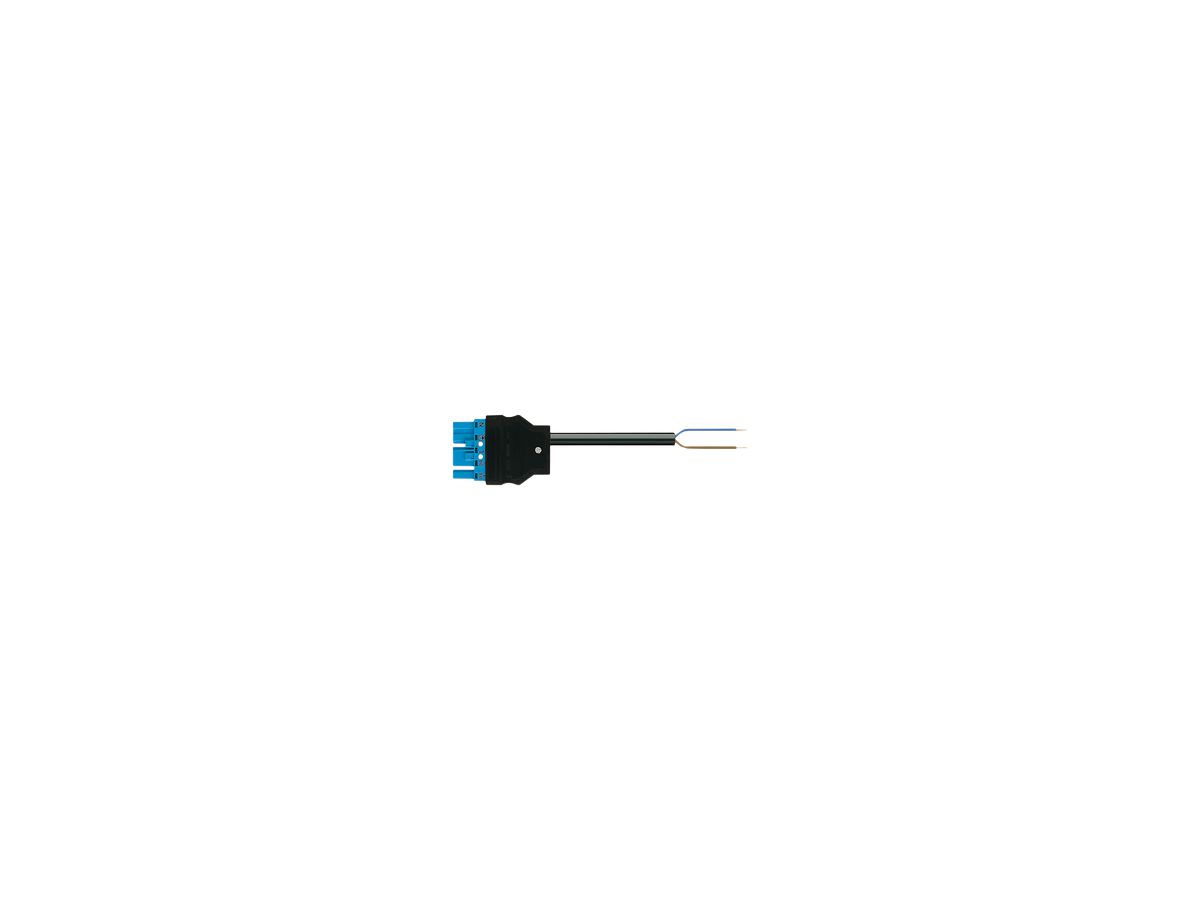 Anschlussleitung MIDI 2×1.5mm² 20A 250V 3m Cod.I Stecker-freies Ende blau Cca