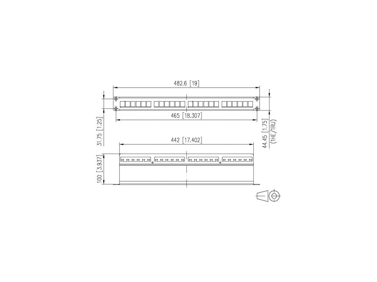 Patchpanel 19" H-LINE M, 24-Port Keystone leer geschirmt 1HE, Edelstahl