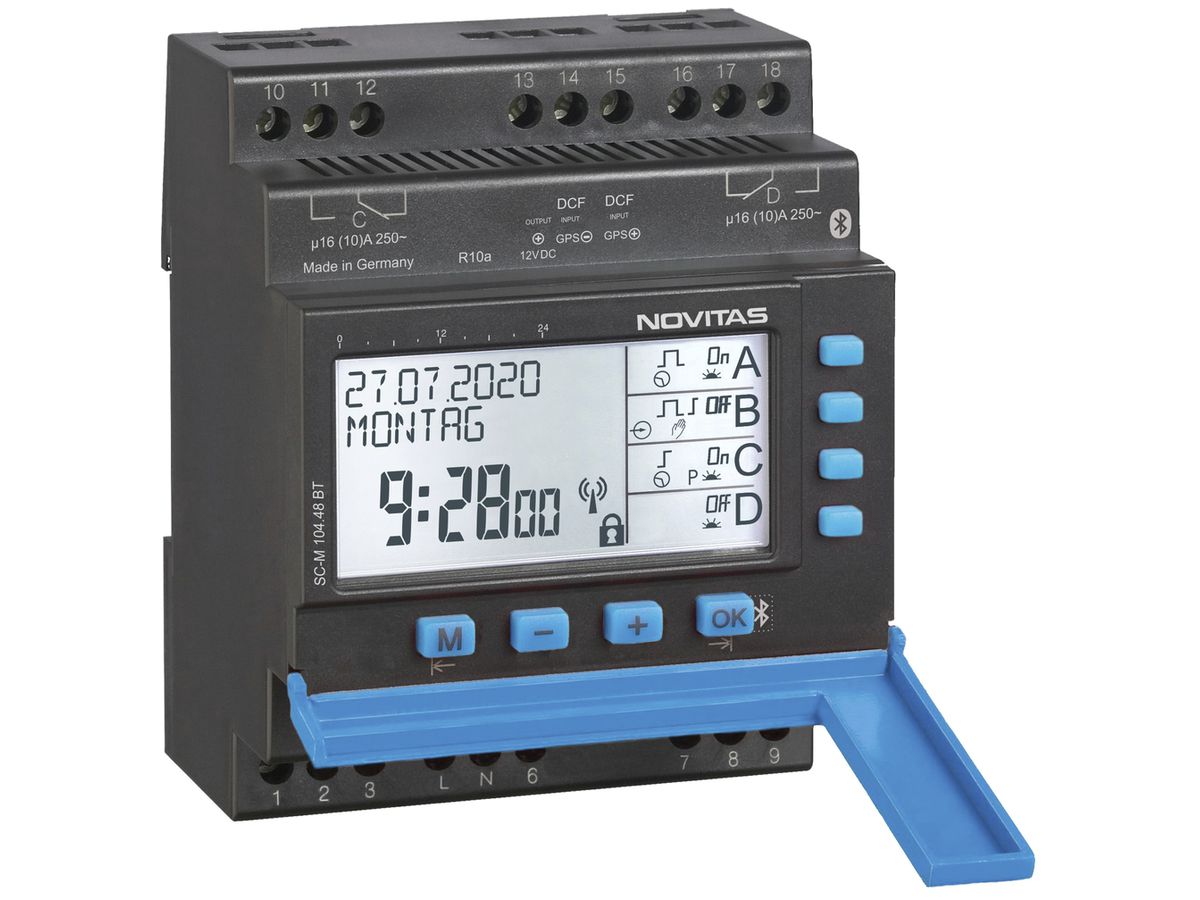 REG-Wochenschaltuhr NOVITAS SC-M104.48 BT, 230V 4-Kanal Astro