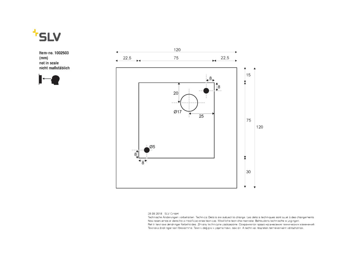LED-Wandleuchte SLV VILUA I WL 8.3W 405lm 3000K IP54 120×120×58mm anthrazit