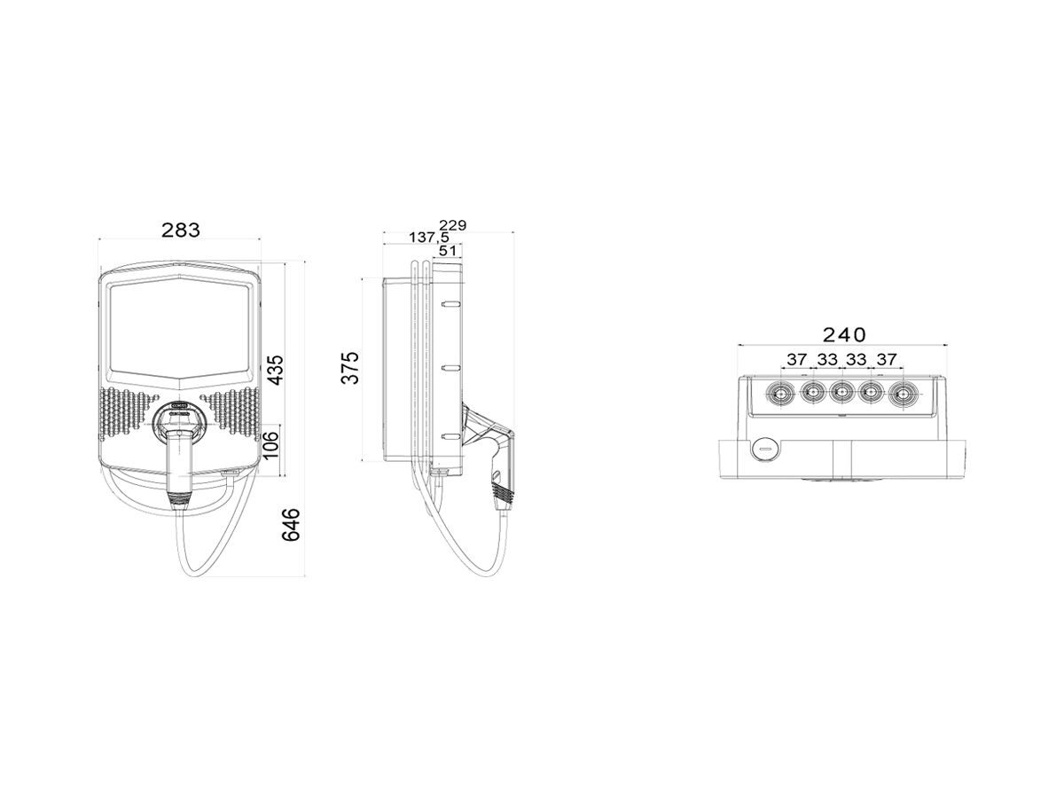 Ladestation Gewiss JOINON I-CON EVO 3-phasig 1×22kW 283×646×229mm 5m