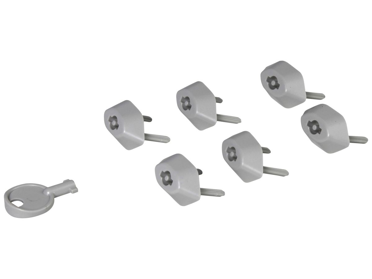 Steckdosenschutz Legrand grau RAL7035 6 Stück + 1 Schlüssel