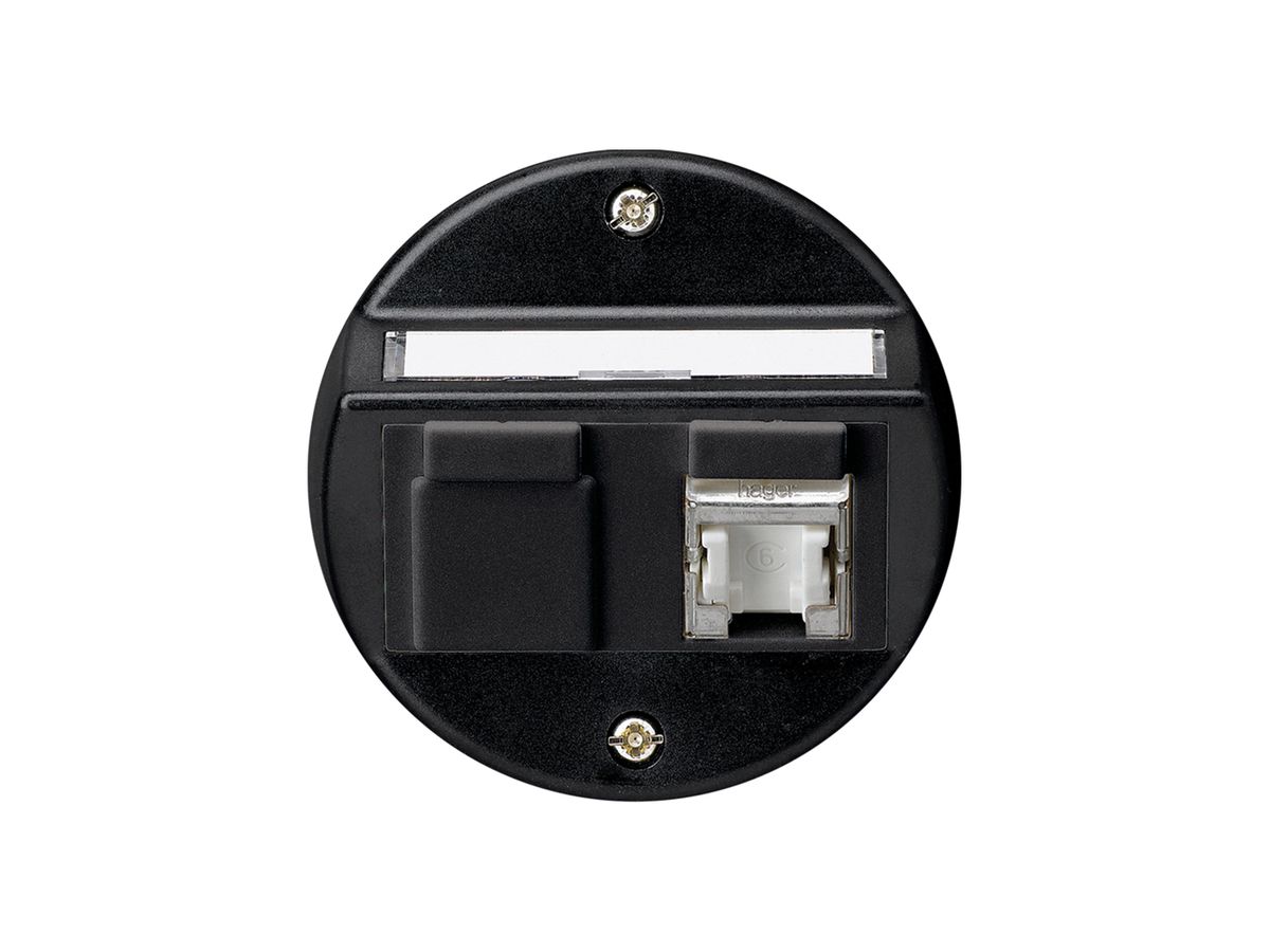 UP-Einsatz basico A Kat.6 1×RJ45/s Schrägauslass schwarz