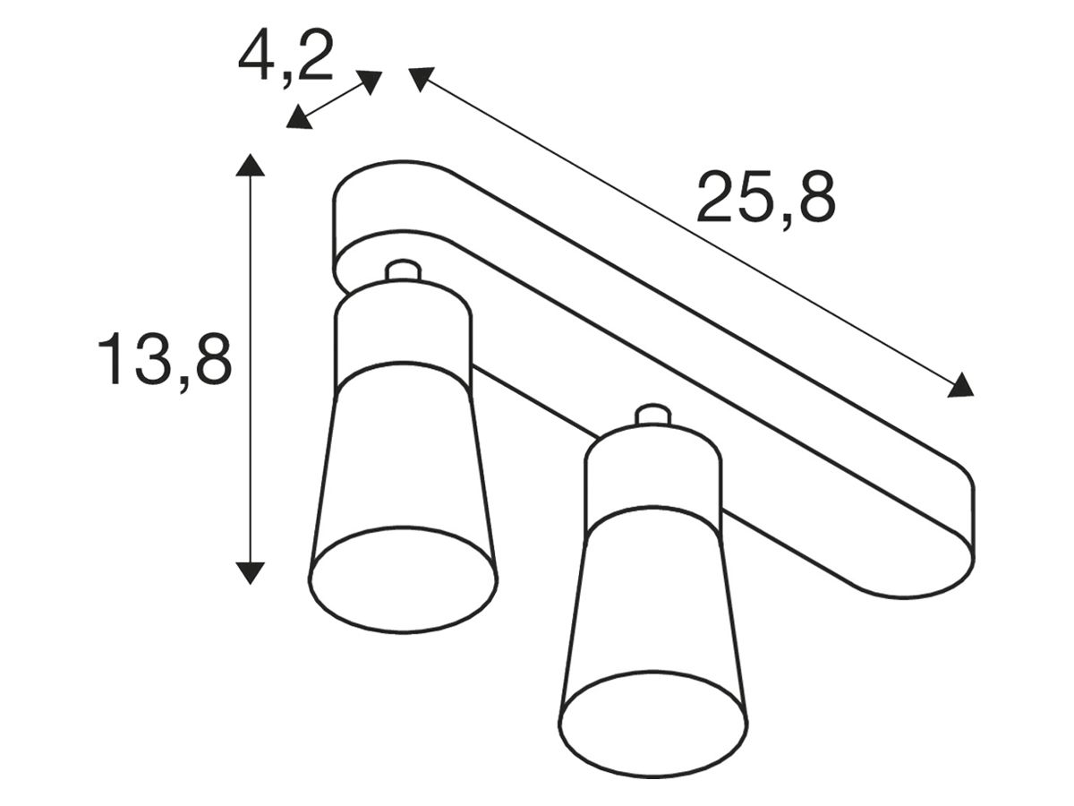 Spot SLV PURI 2.0 Cone CW GU10 2×6W DIM 258×42×138mm schwarz