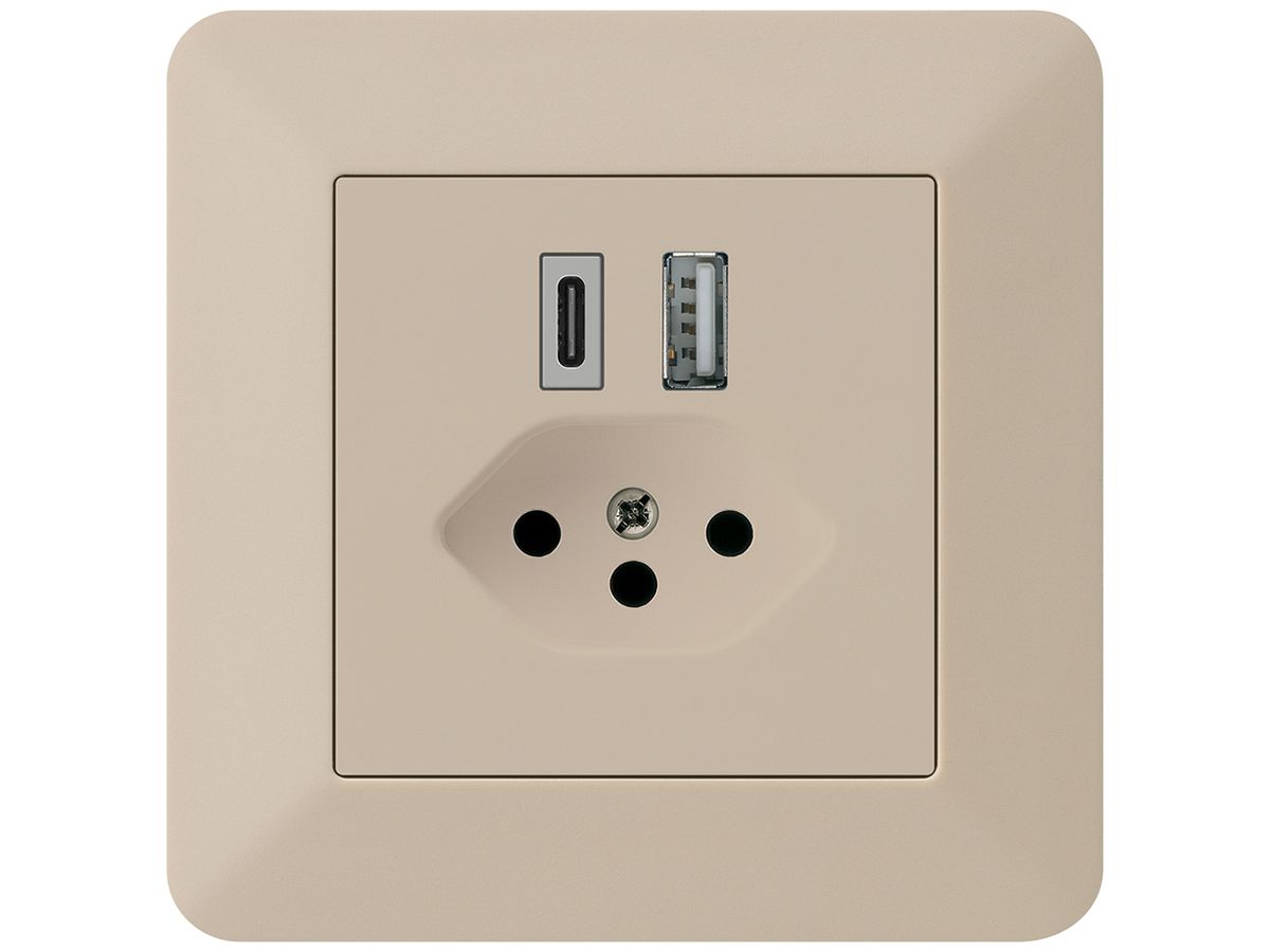 UP-USB-Ladesteckdose kallysto.trend 18W PD 1×Typ A 1×Typ C T13 beige