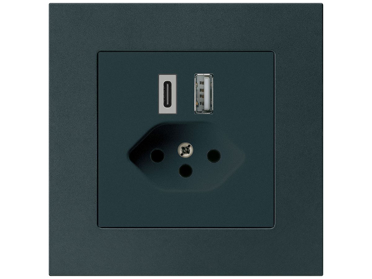 UP-USB-Ladesteckdose kallysto.pro 18W PD 1×Typ A 1×Typ C T13 schwarz