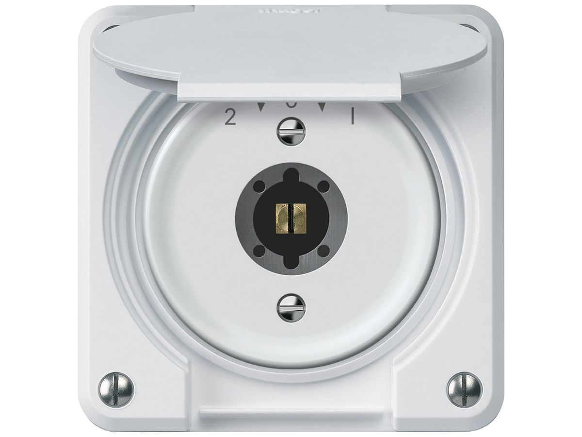 Schlüsselschwenktaster robusto 1P 2NO 2CO 20A 250V 86×86mm weiss