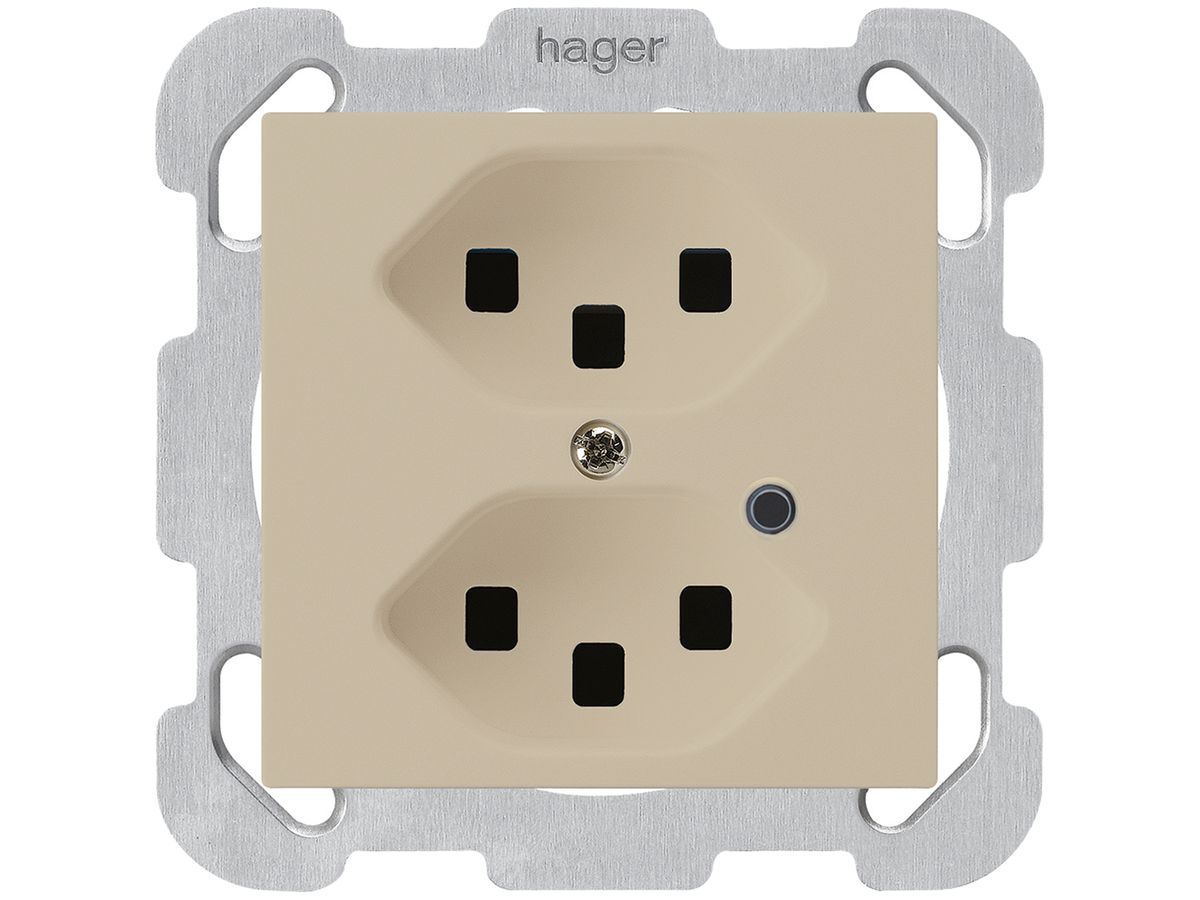 UP-Steckdose Hager kallysto 2×T23 beleuchtet B beige