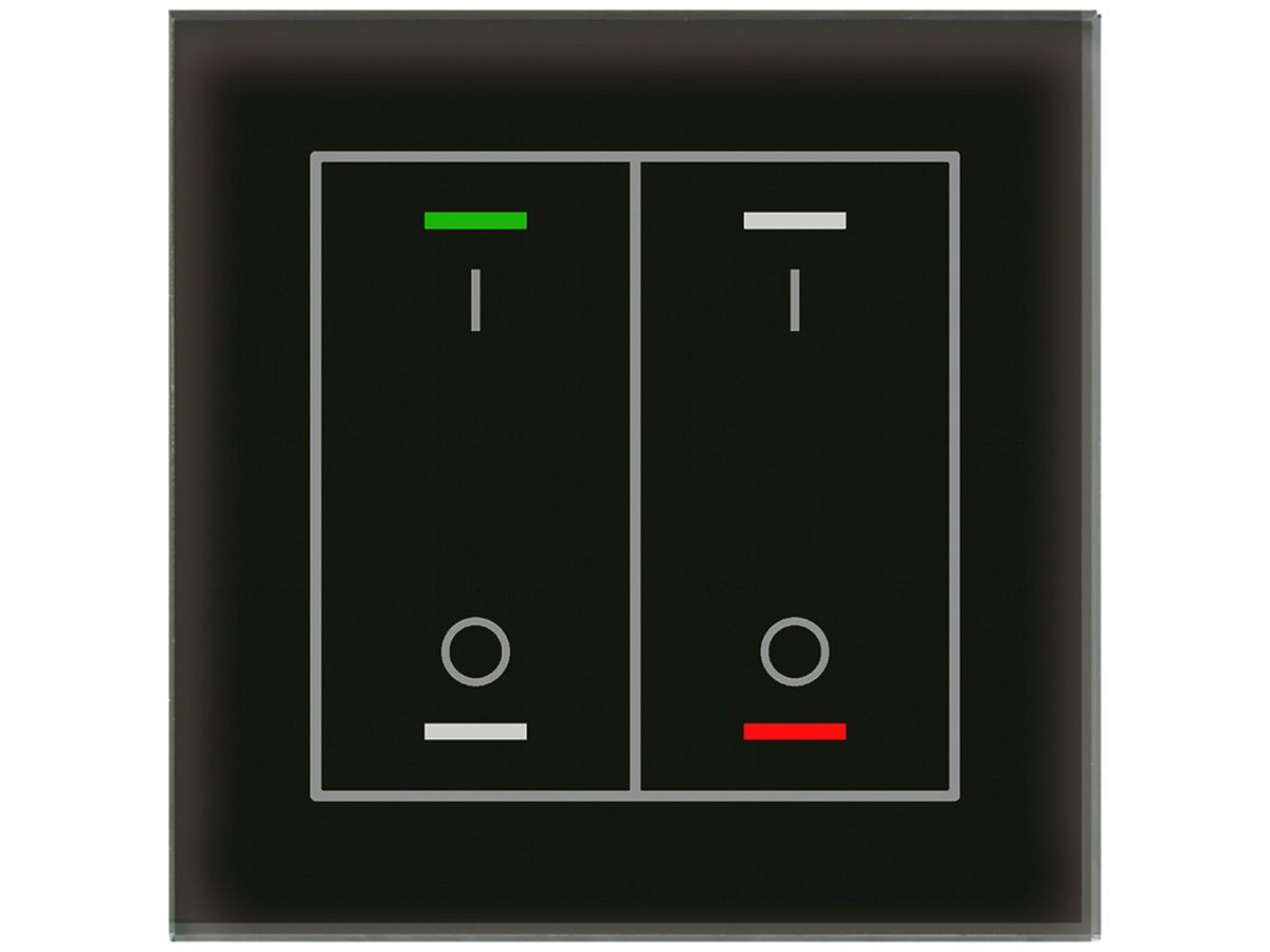 UP-Taster KNX RGBW MDT BE-GTL2TS.B1S 2T/4B Temp.Glas schwarz "I/O"