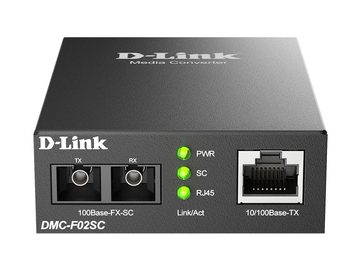 Konverter D-LINK DMC-F02SC/E, RJ45 10/100BASE-TX ↔ SC-d 100BASE-FX-SC