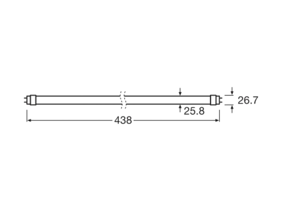 LED-Röhre LEDVANCE G13 5.1W 810lm 830 T8 mattiert 438mm