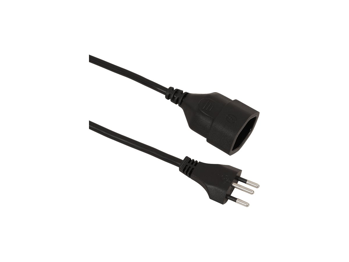 Verlängerungskabel PVC 10A 230V 3×1mm² Stecker Typ 12 Kupplung Typ 13 2m schwarz