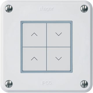 KNX-Storentaster Hager BA robusto A 4-fach 86×86mm weiss