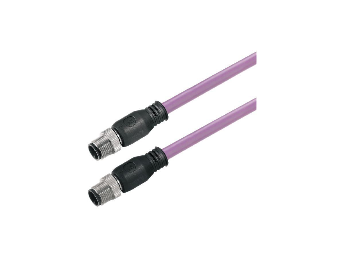 Kabel Weidmüller M12/M12 2L 1.5m Stift/Buchse gerade geschirmt PUR violett