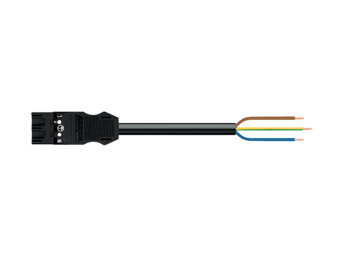 Anschlussleitung WAGO 3×1.5mm² Stecker-freies Ende 8m schwarz