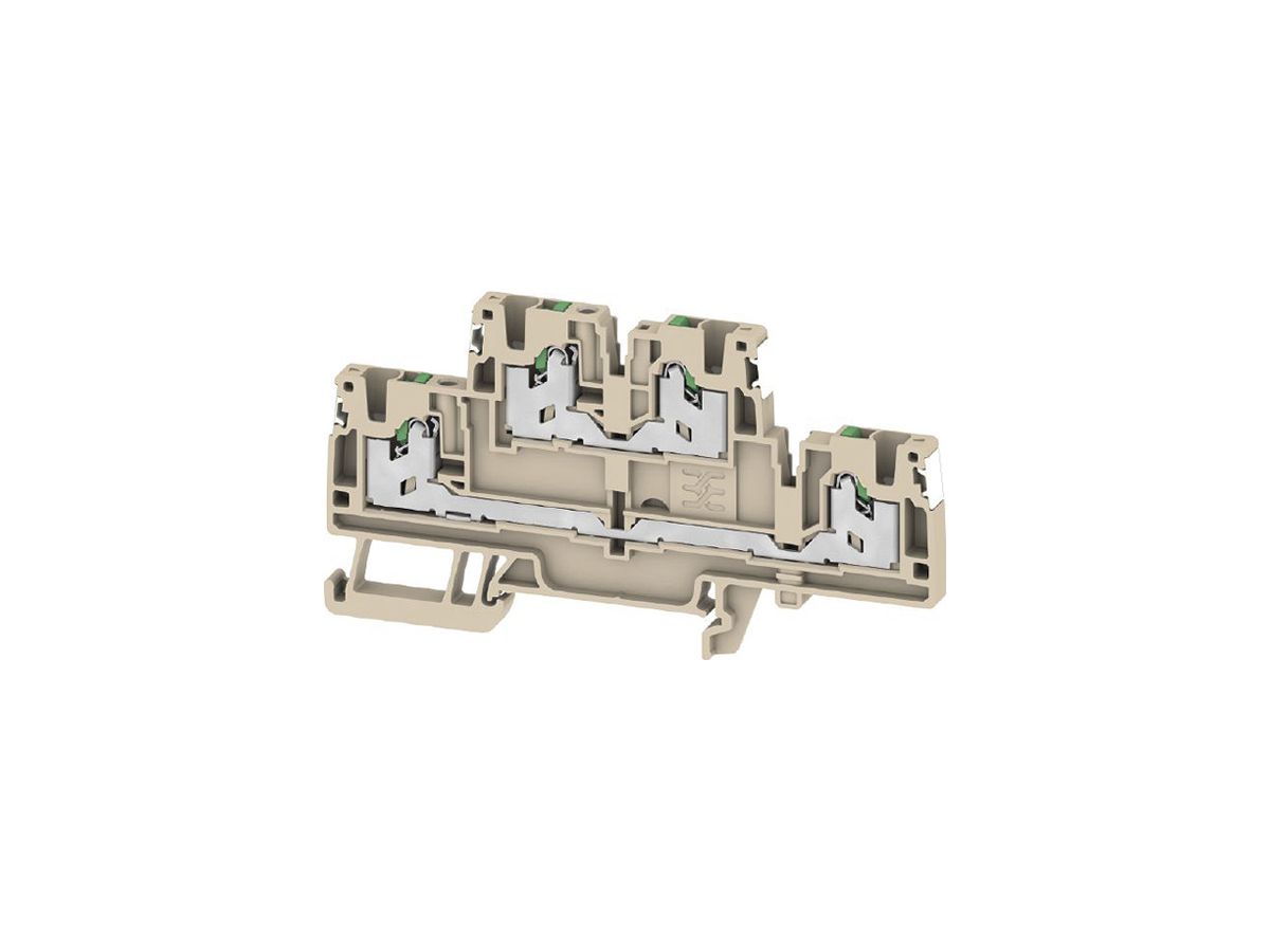 Durchgangs-Reihenklemme S2T 2.5 DL 2.5mm² 22A 800V SNAP IN 2×2 TH35 beige