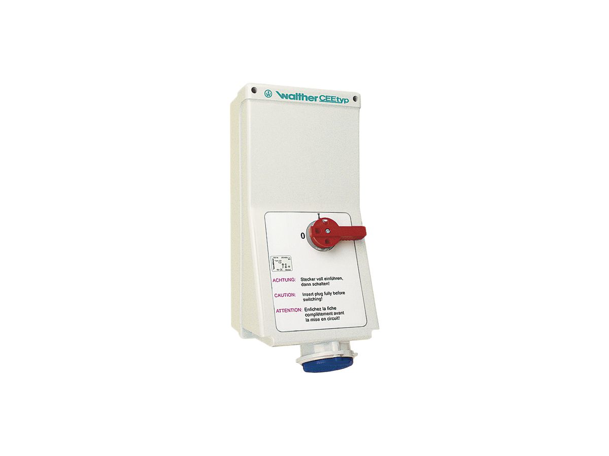 AP-Wandsteckdose CEEtyp 3L 63A IP44, 6h, Doppelverriegelung