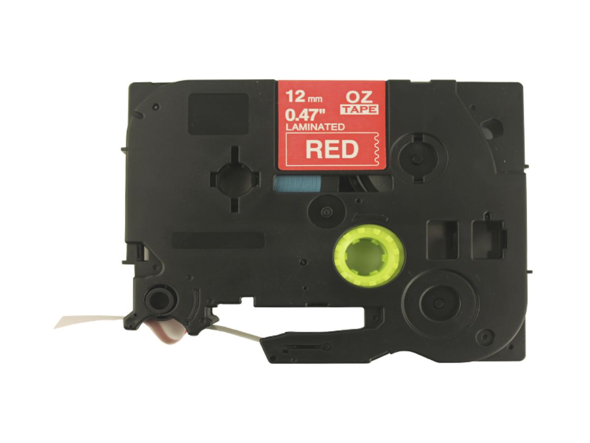Schriftbandkassette kompatibel zu OZE-435, 12mm×8m, rot/weiss