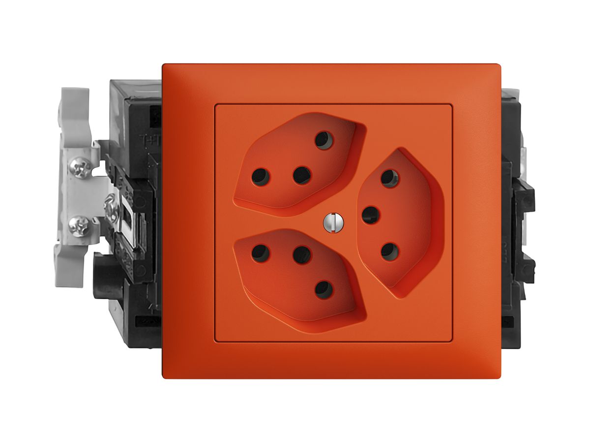 EB-Steckdose EDIZIOdue 3×T13 49…69mm Snap orange