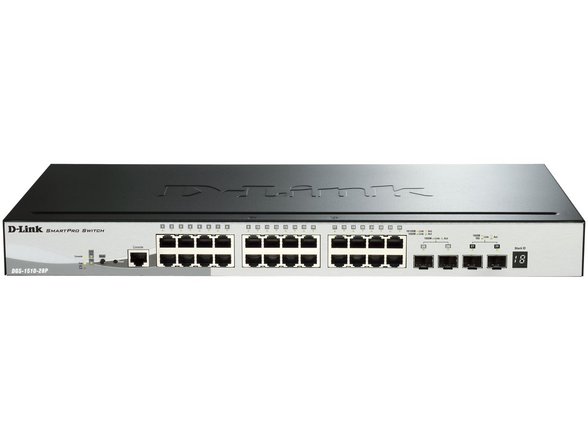 Switch D-LINK DGS-1510-28P/E, 28-Port smart managed Layer2/3 Gigabit PoE