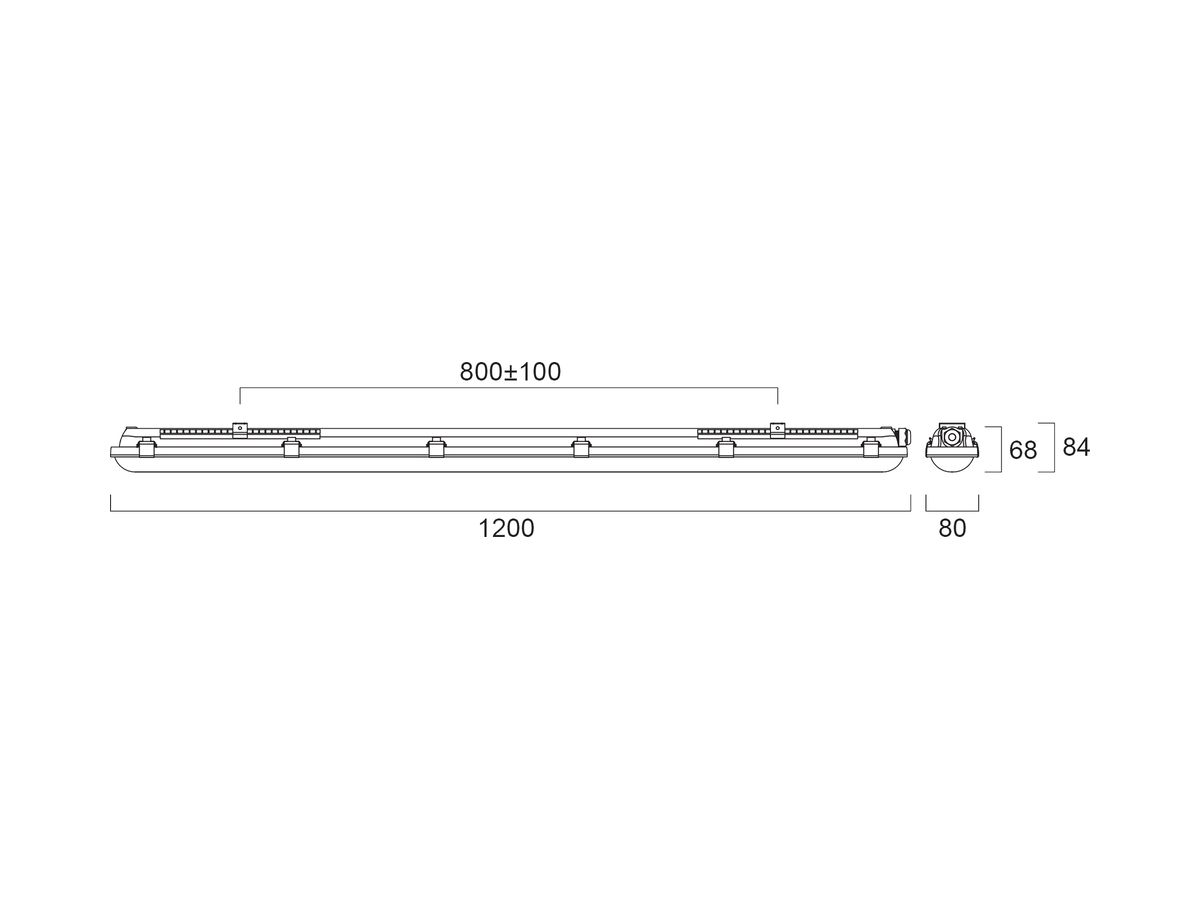 LED-Feuchtraumleuchte Sylvania Start Eco 32W 4800lm 3000…6500K IP65 1200mm grau