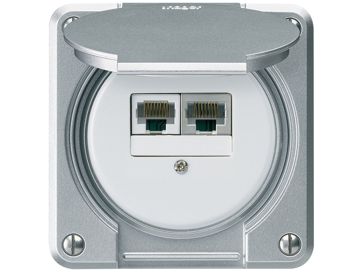 UP-Anschlussdose robusto IP55 aluminium 1×RJ45/s 1×RJ45/u getrennt f.Kombination