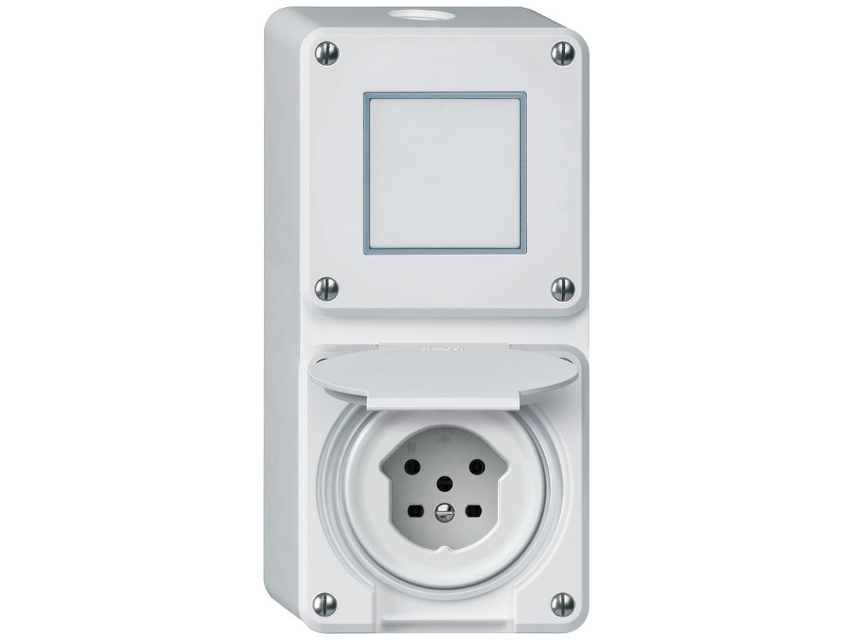AP-Kombination robusto Wechselschalter Steckdose T15 86×146mm weiss