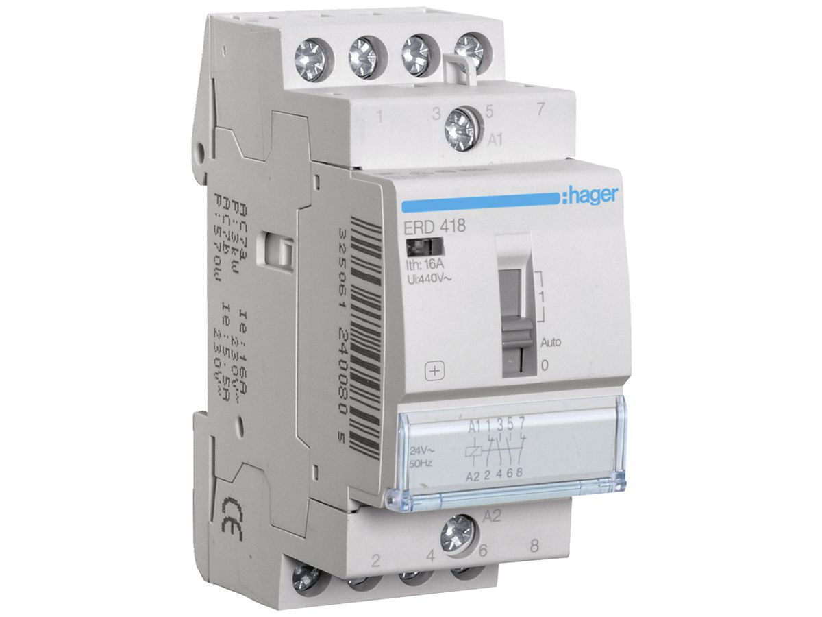 REG-Schütz Hager 24VAC 2 Schliesser 2 Öffner 16A 2TE