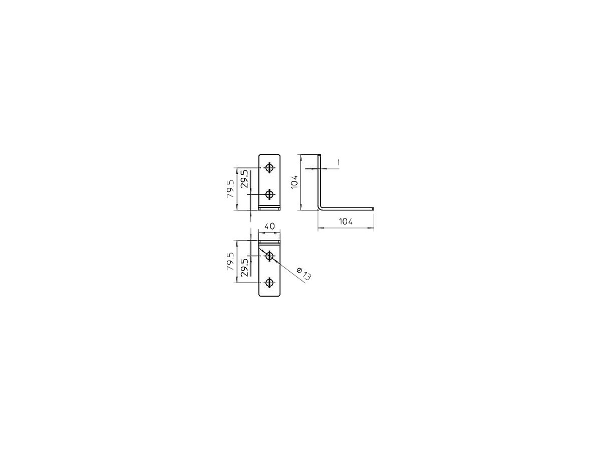 Verbindungsplatte 90° Bettermann 104×104×40×5mm tauchfeuerverz.