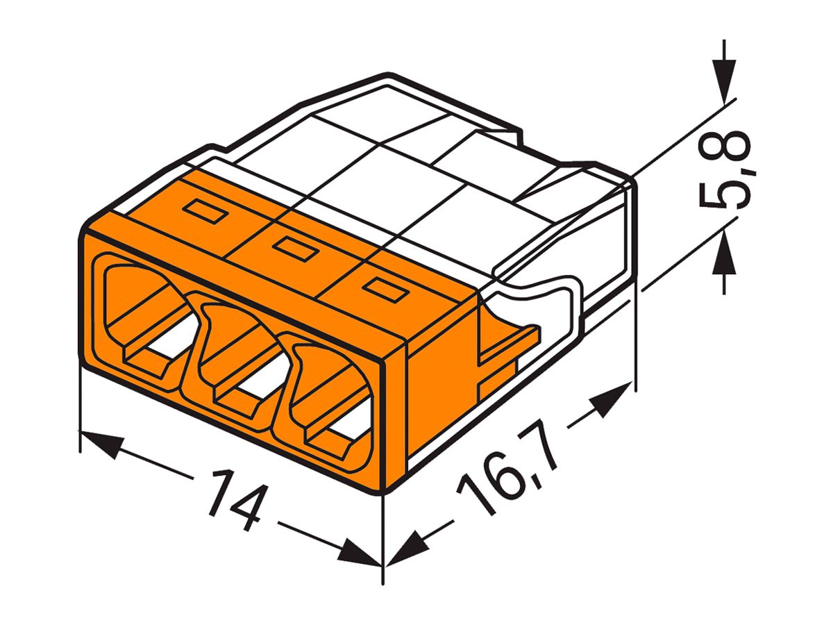 Klemme WAGO 3L 0.5…2.5mm² 24A Dosenklemme COMPACT 450V