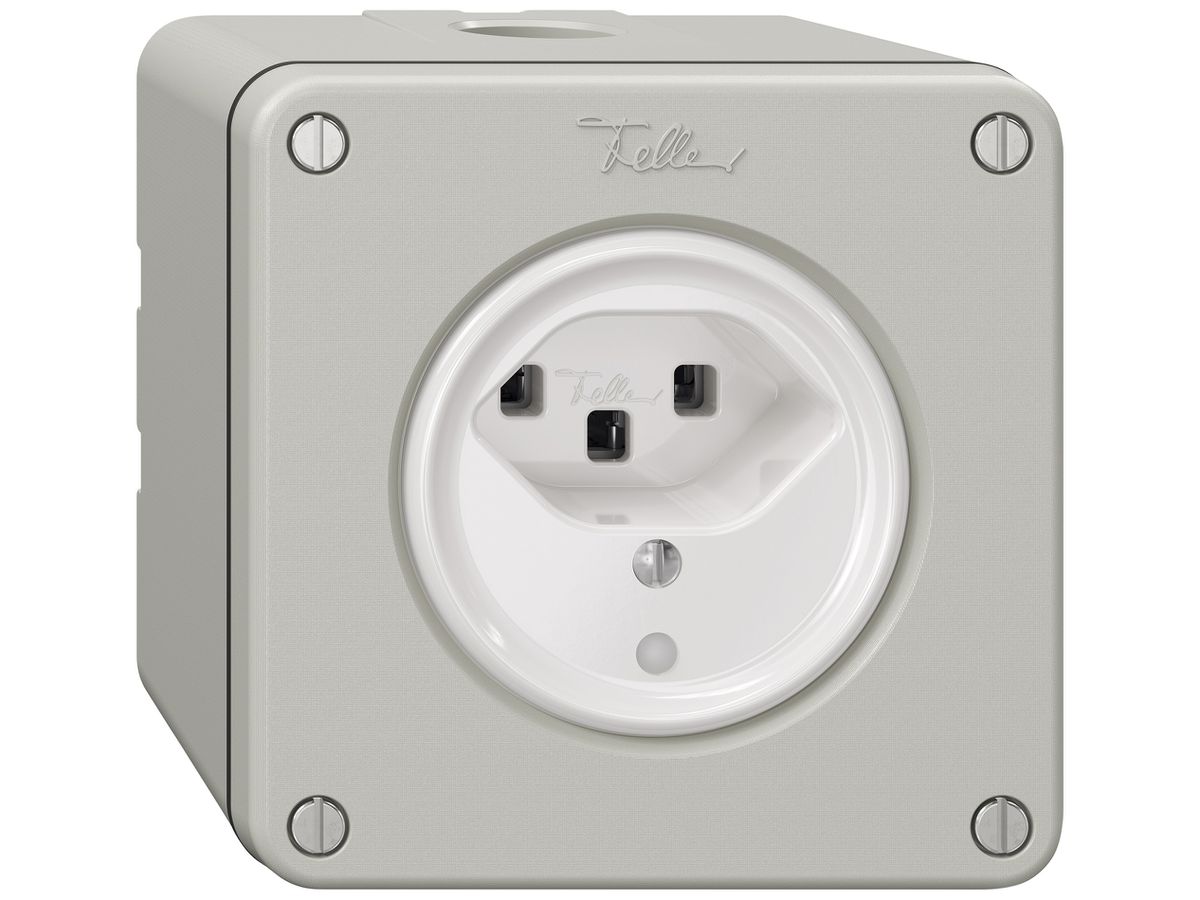 AP-Steckdose NEVO SNAPFIX® 1×T23 16A 250V beleuchtet 87×87×64mm IP21 lgu