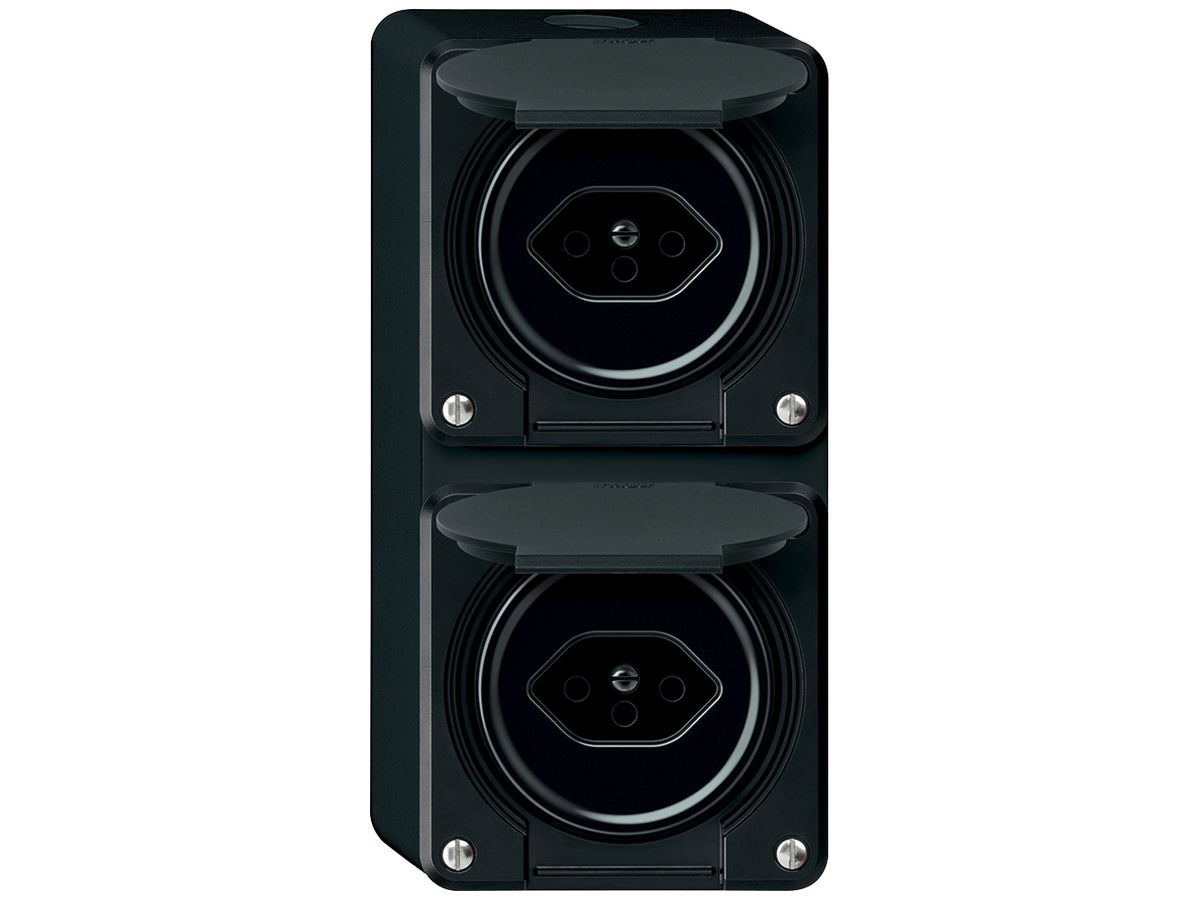 AP-Kombination robusto 2×Steckdose T13 86×146mm schwarz