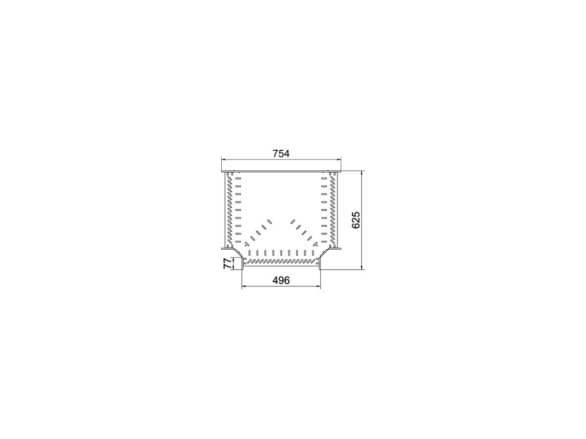 T-Stück BET RT 110×500mm Edelstahl A2 blank