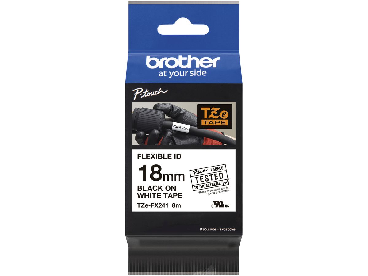 Schriftbandkassette TZe-FX 18mm×8m weiss
