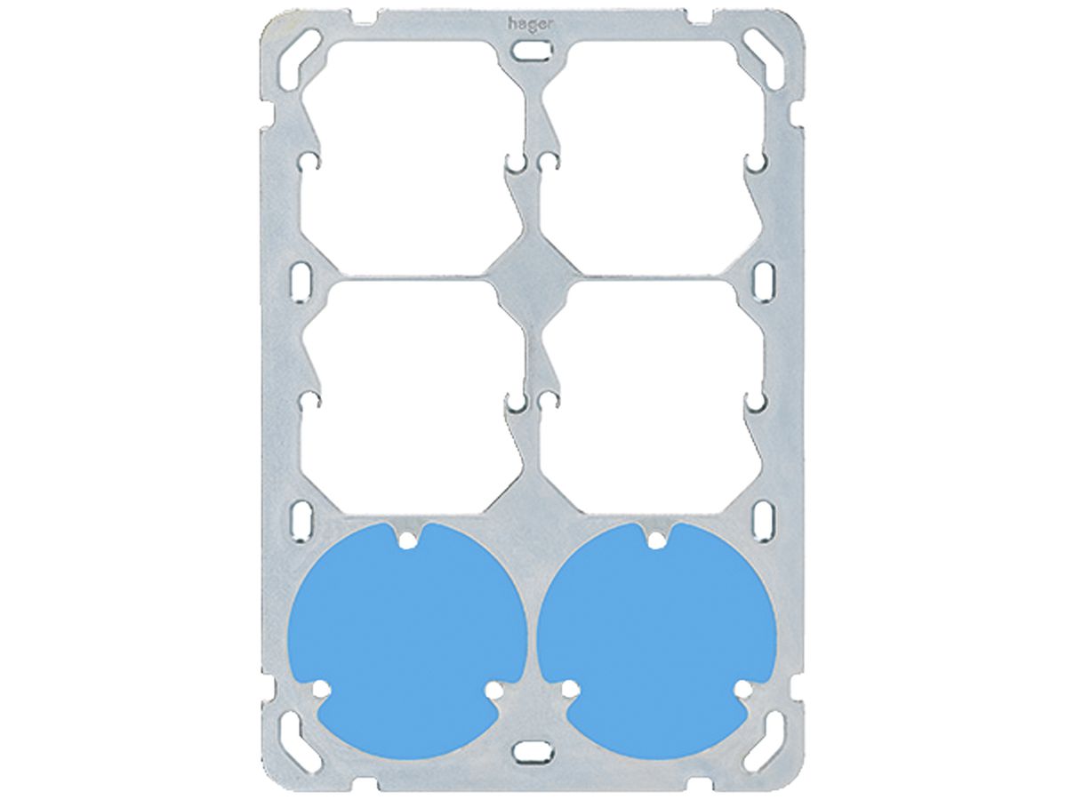 Befestigungsplatte Hager Gr.3×2 4×52 + 2×3P 137×197 mm alu