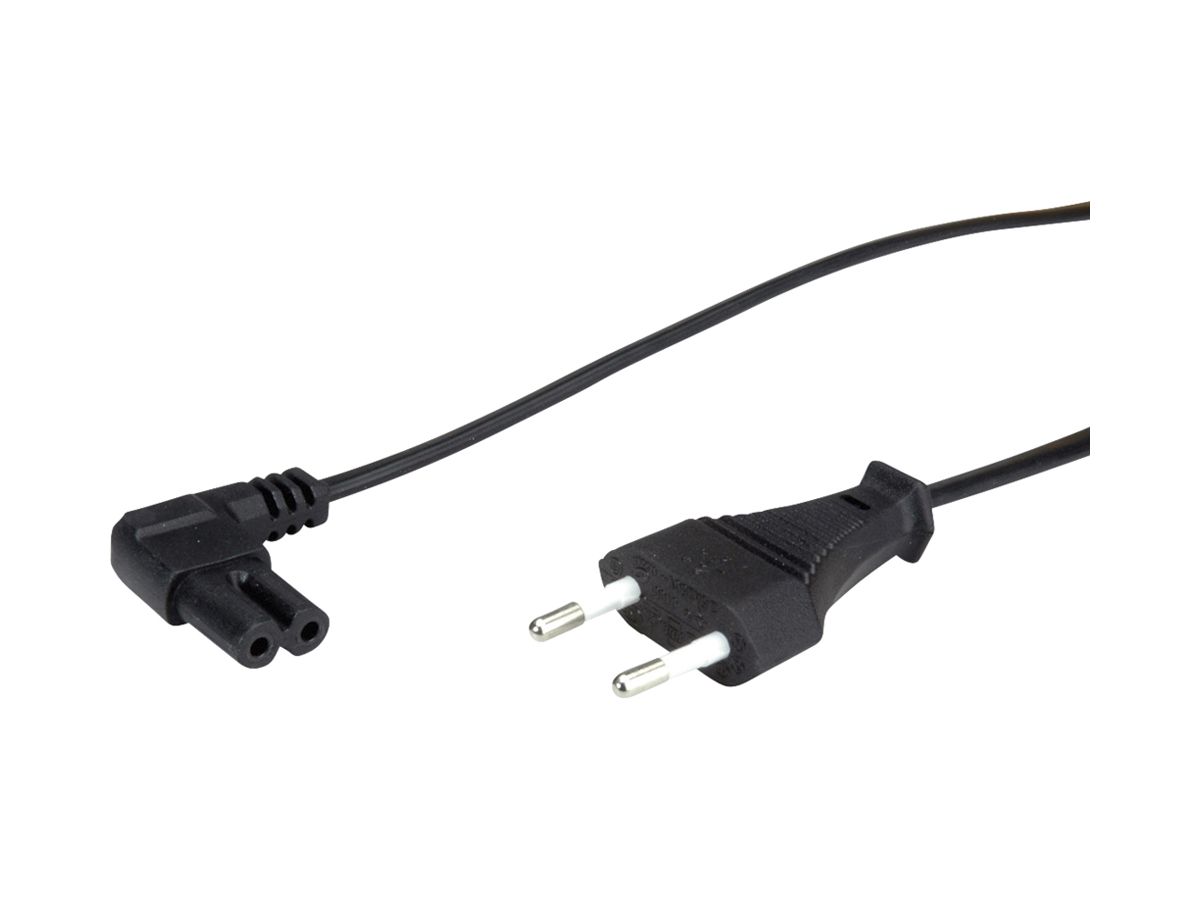 Apparatekabel VALUE T26 → C7 (90°) 2×0.75mm² 250VAC/2.5A schwarz 1.8m