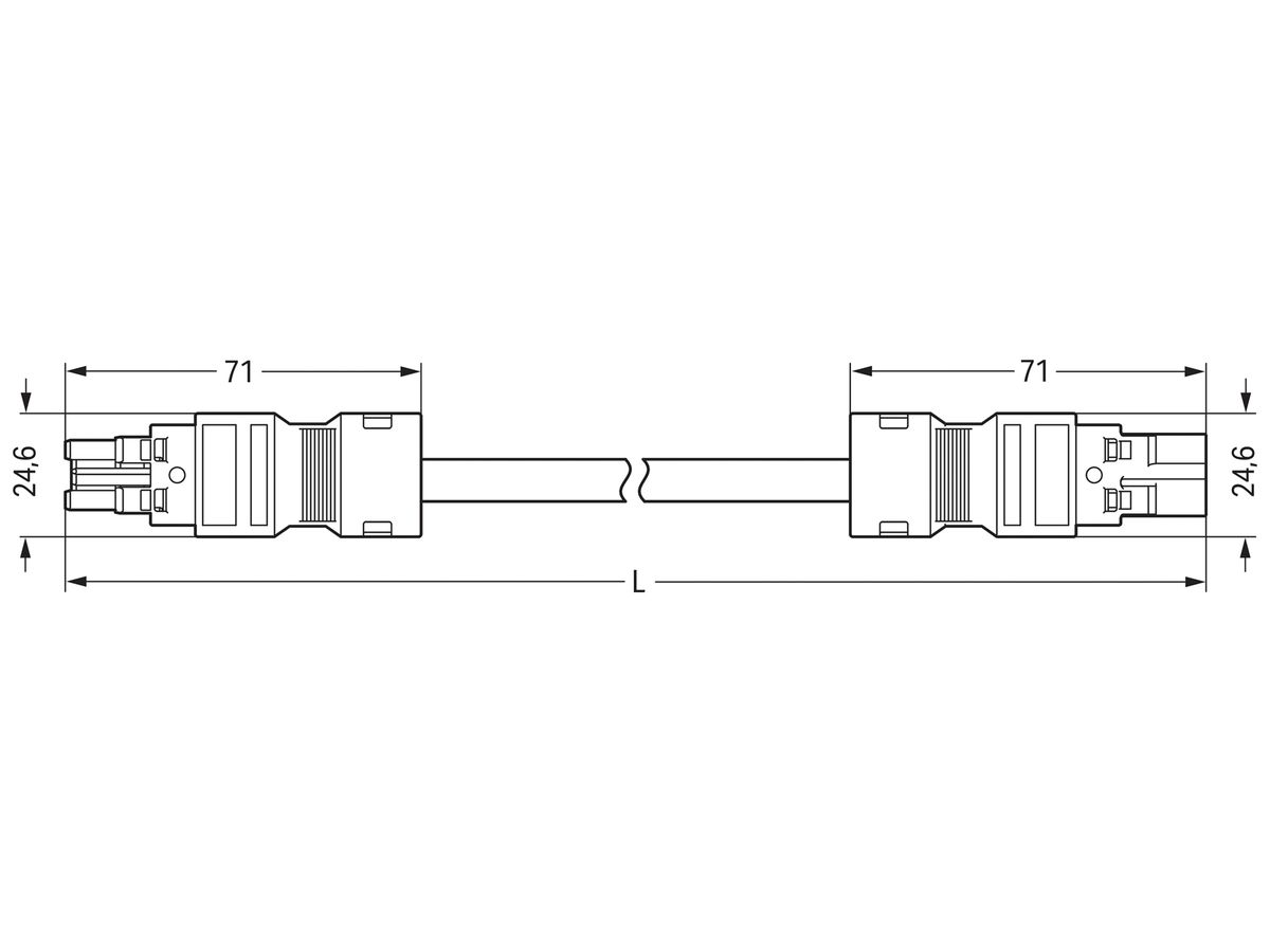 Verbindungsleitung WAGO 2×2.5mm² 20A 250V 5m Cod.L grau