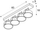 Decken-/Wandleuchte SLV KALU QUAD CW GU10 4×75W Sockel 600×90mm Al gebürstet