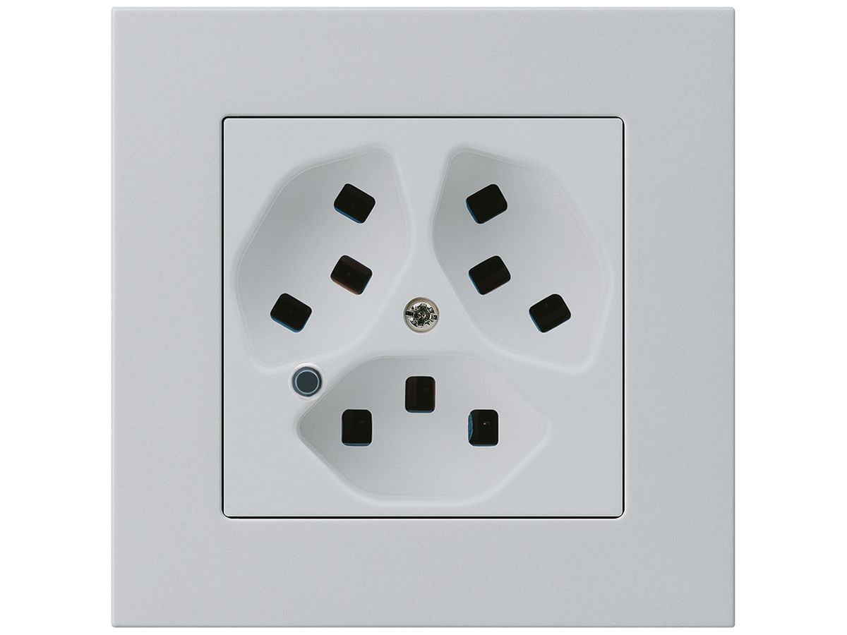 UP-Steckdose Hager kallysto.pro 3×T23 beleuchtet C lichtgrau