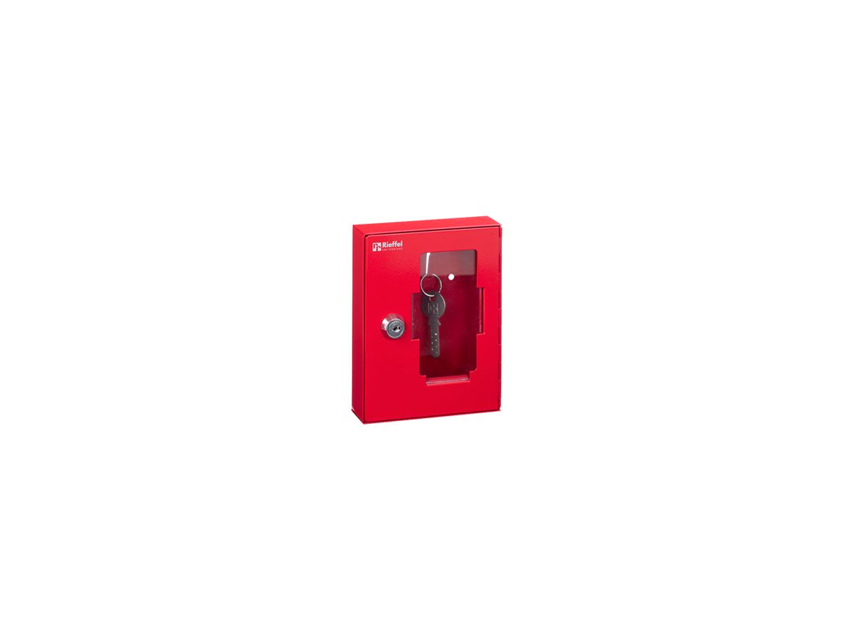 Schlüsselkasten Rieffel Stahl 152×120×38mm einschlagbare Scheibe Zylinderschloss