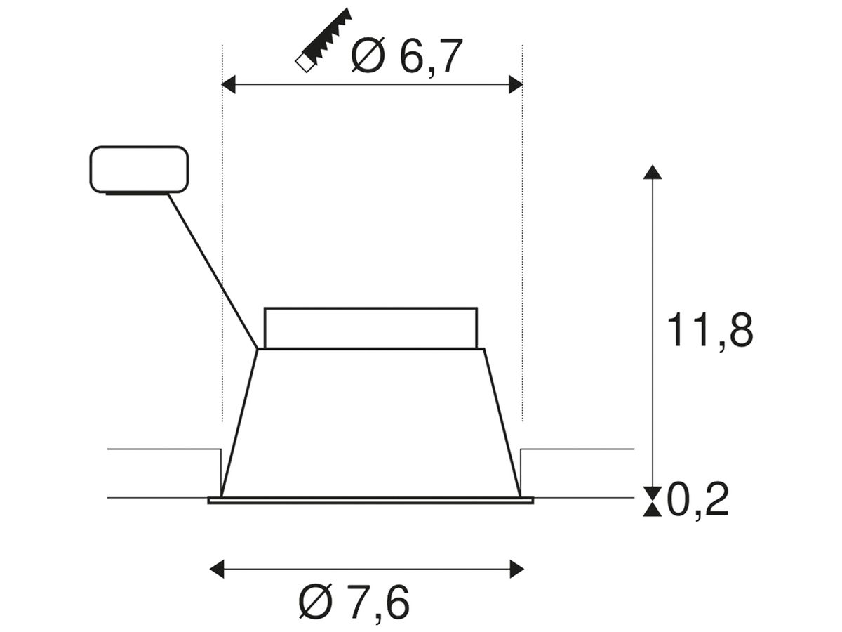 Downlight SLV HORN GU10 25W Ø76mm Aluminium schwarz