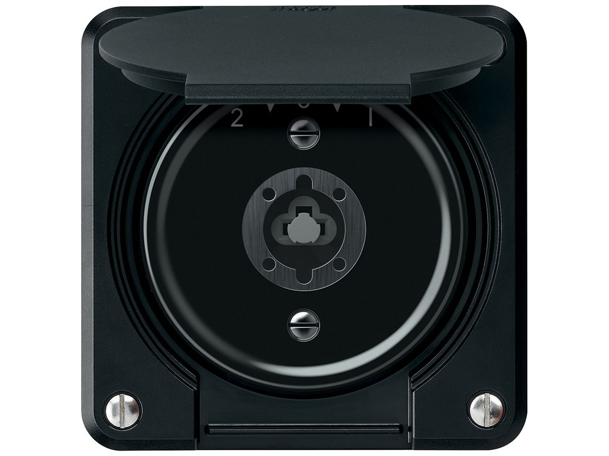 Schlüsselschwenktaster robusto 1P 2NO 2CO 20A 250V 86×86mm schwarz